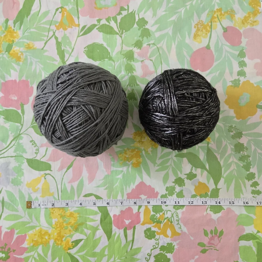 Acrylic Yarn Balls Gray And Silver Lot Of 2